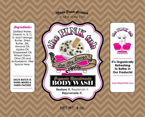 A label for the body wash that is made of organic ingredients.