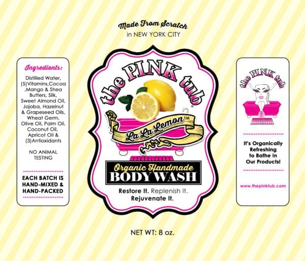 A label for an old pink gin body wash.