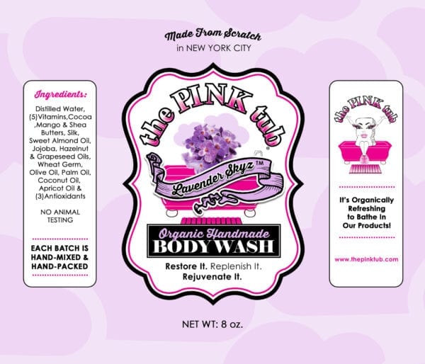 A label for the body wash of old pink tea.