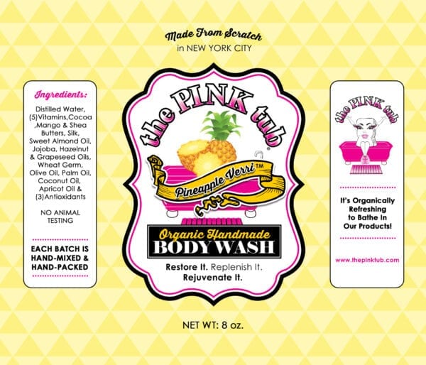 A label for the body wash.