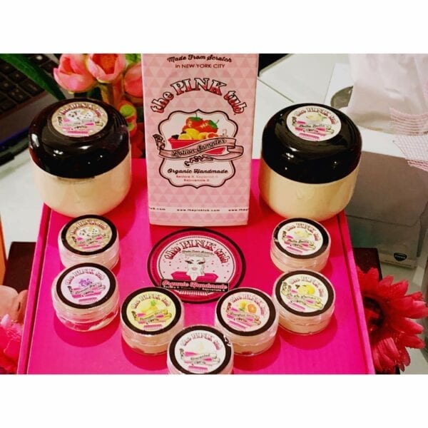 A tray with many different types of body butters