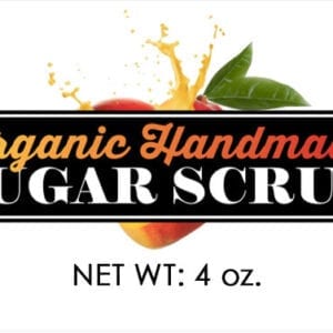 A picture of the logo for organic handmade sugar scrub.