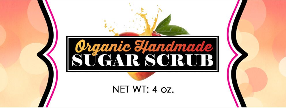 A picture of the logo for organic handmade sugar scrub.