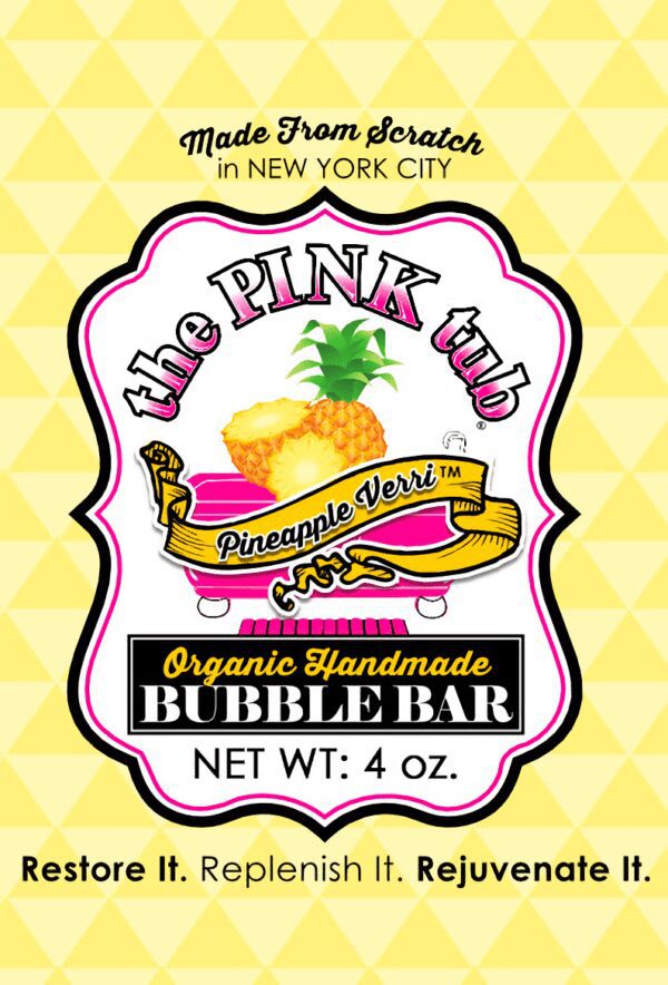 A label for the pink club bubble bar.