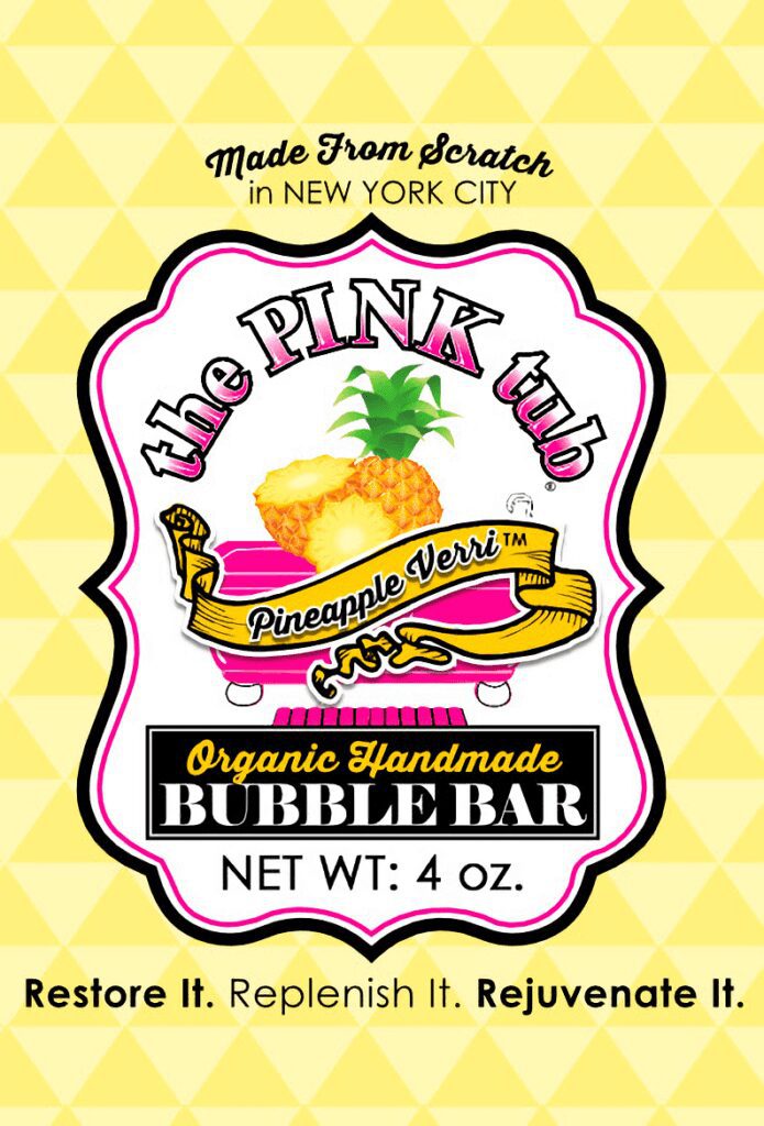 A label for the pink club bubble bar.