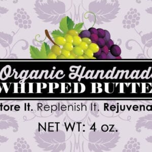 A label for whipped butter on a purple background.