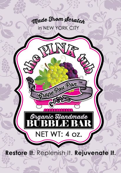 A label for the pink city bubble bar.