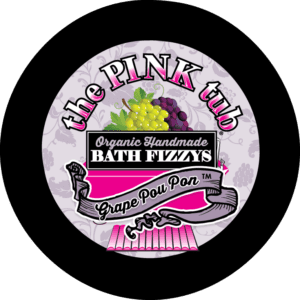 A black and white picture of the pink tub logo.