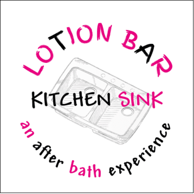 A logo for the lotion bar kitchen sink.